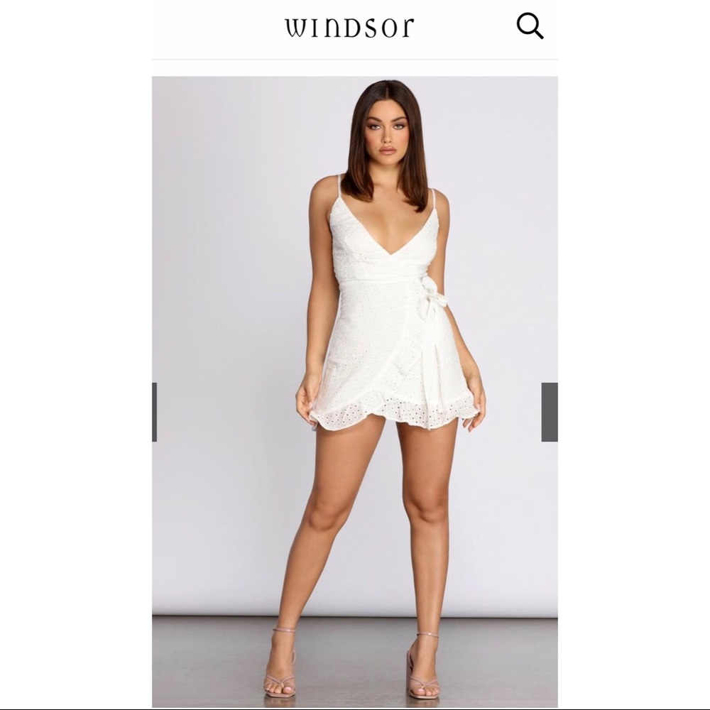EFFORTLESS BEAUTY EYELET MINI DRESS!
